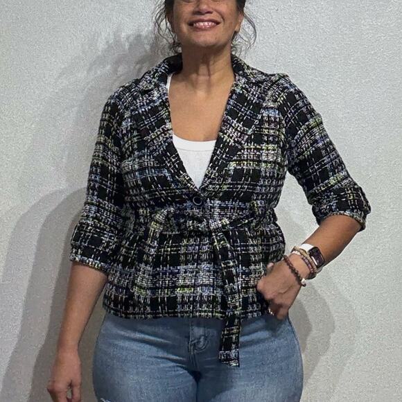 Grace Elements Black Tweed Jacket Sz 8P - Picture 1 of 11